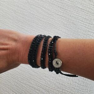 Victoria Emerson Boho Wrap Bracelet With Sparkly Black Beads